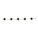 Pre-owned Van Cleef & Arpels Vintage Alhambra 5 Motif Bracelet Onyx 18K White Gold Hardware - Thumbnail View 2