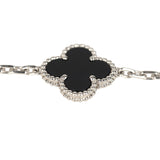 Pre-owned Van Cleef & Arpels Vintage Alhambra 5 Motif Bracelet Onyx 18K White Gold Hardware - Thumbnail View 3