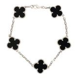 Pre-owned Van Cleef & Arpels Vintage Alhambra 5 Motif Bracelet Onyx 18K White Gold Hardware - Thumbnail View 1