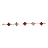 Van Cleef & Arpels Vintage Alhambra 5 Motifs Bracelet Carnelian Guilloche 18K Rose Gold - Thumbnail View 2