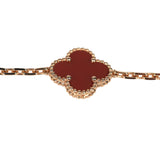Van Cleef & Arpels Vintage Alhambra 5 Motifs Bracelet Carnelian Guilloche 18K Rose Gold - Thumbnail View 3