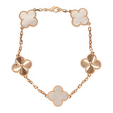 Van Cleef & Arpels Limited Edition Seoul Maison Vintage Alhambra 5 Motif Bracelet White Mother of Pearl & 18K Rose Gold Hardware - Thumbnail View 1