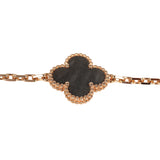 Van Cleef & Arpels Vintage Alhambra 5 Motif Bracelet Silver Obsidian 18K Rose Gold - Thumbnail View 3