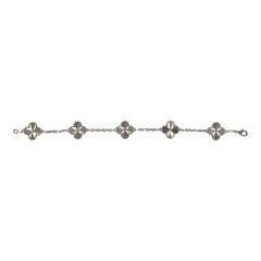 Pre-owned Van Cleef & Arpels Vintage Alhambra 5 Motif Bracelet Guilloché 18K White Gold