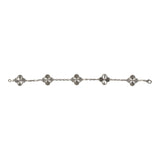 Pre-owned Van Cleef & Arpels Vintage Alhambra 5 Motif Bracelet Guilloché 18K White Gold - Thumbnail View 2