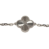 Pre-owned Van Cleef & Arpels Vintage Alhambra 5 Motif Bracelet Guilloché 18K White Gold - Thumbnail View 3