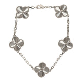 Pre-owned Van Cleef & Arpels Vintage Alhambra 5 Motif Bracelet Guilloché 18K White Gold - Thumbnail View 1