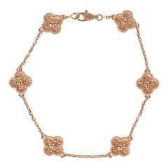 Pre-owned Van Cleef & Arpels Sweet Alhambra 6 Motif Bracelet Guilloché 18K Rose Gold