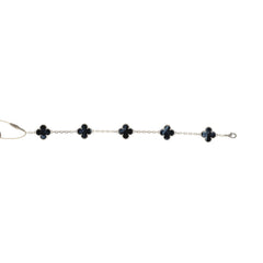 Van Cleef & Arpels Vintage Alhambra 5 Motif Bracelet Pietersite 18K White Gold