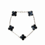Van Cleef & Arpels Vintage Alhambra 5 Motif Bracelet Pietersite 18K White Gold - Thumbnail View 1