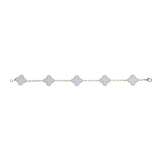 Van Cleef & Arpels Vintage Alhambra 5 Motif Bracelet Chalcedony 18K White Gold - Thumbnail View 2
