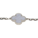 Van Cleef & Arpels Vintage Alhambra 5 Motif Bracelet Chalcedony 18K White Gold - Thumbnail View 3