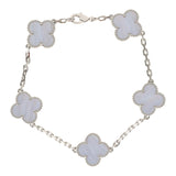 Van Cleef & Arpels Vintage Alhambra 5 Motif Bracelet Chalcedony 18K White Gold - Thumbnail View 1