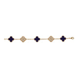 Van Cleef & Arpels Limited Edition "Vendome" Vintage Alhambra Diamond Bracelet and Blue Sevres Porcelain 18K Yellow Gold - Thumbnail View 2