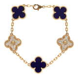 Van Cleef & Arpels Limited Edition "Vendome" Vintage Alhambra Diamond Bracelet and Blue Sevres Porcelain 18K Yellow Gold - Thumbnail View 1