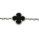 Van Cleef & Arpels Vintage Alhambra 5 Motif Bracelet Onyx Diamonds and 18K White Gold - Thumbnail View 4