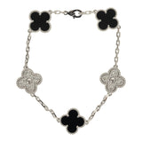 Van Cleef & Arpels Vintage Alhambra 5 Motif Bracelet Onyx Diamonds and 18K White Gold - Thumbnail View 1