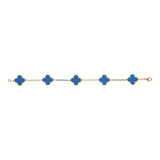 Pre-owned Van Cleef & Arpels Vintage Alhambra 5 Motif Bracelet Blue Agate 18K Yellow Gold - Thumbnail View 2