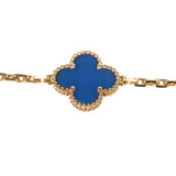Pre-owned Van Cleef & Arpels Vintage Alhambra 5 Motif Bracelet Blue Agate 18K Yellow Gold - Thumbnail View 3