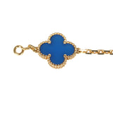 Pre-owned Van Cleef & Arpels Vintage Alhambra 5 Motif Bracelet Blue Agate 18K Yellow Gold - Thumbnail View 4