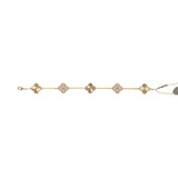 Van Cleef & Arpels Vintage Alhambra 5 Motif Bracelet Diamonds 18K Yellow Gold Guilloche - Thumbnail View 2