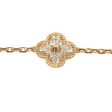 Van Cleef & Arpels Vintage Alhambra 5 Motif Bracelet Diamonds 18K Yellow Gold Guilloche - Thumbnail View 3