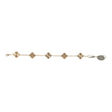 Van Cleef & Arpels Vintage Alhambra 5 Motif Bracelet Diamonds 18K Yellow Gold Guilloche - Thumbnail View 5
