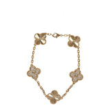 Van Cleef & Arpels Vintage Alhambra 5 Motif Bracelet Diamonds 18K Yellow Gold Guilloche - Thumbnail View 1