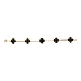 Van Cleef & Arpels Vintage Alhambra 5 Motif Bracelet Onyx 18K Yellow Gold - Thumbnail View 2