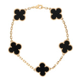 Van Cleef & Arpels Vintage Alhambra 5 Motif Bracelet Onyx 18K Yellow Gold - Thumbnail View 1