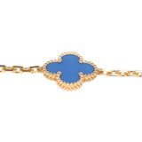 Van Cleef & Arpels Vintage Alhambra 5 Motif Bracelet Blue Agate 18K Yellow Gold - Thumbnail View 3