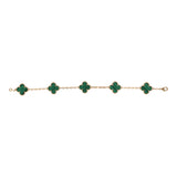 Van Cleef & Arpels Vintage Alhambra 5 Motif Bracelet Malachite 18K Yellow Gold - Thumbnail View 2