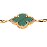 Van Cleef & Arpels Vintage Alhambra 5 Motif Bracelet Malachite 18K Yellow Gold - Thumbnail View 3