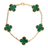 Van Cleef & Arpels Vintage Alhambra 5 Motif Bracelet Malachite 18K Yellow Gold - Thumbnail View 1