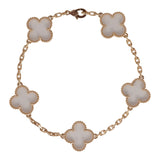 Van Cleef & Arpels Vintage Alhambra Bracelet 5 Motif Rock Crystal 18K Yellow Gold - Thumbnail View 4