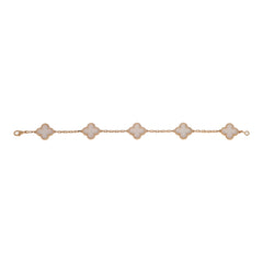 Van Cleef & Arpels Vintage Alhambra Bracelet 5 Motif Rock Crystal 18K Yellow Gold