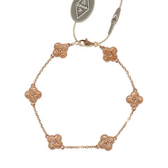 Van Cleef & Arpels Sweet Alhambra 6 Motif Bracelet Guilloché 18K Rose Gold