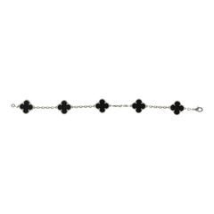 Pre-owned Van Cleef & Arpels Vintage Alhambra 5 Motif Bracelet Onyx 18K White Gold
