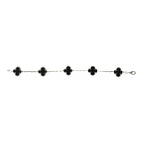 Pre-owned Van Cleef & Arpels Vintage Alhambra 5 Motif Bracelet Onyx 18K White Gold - Thumbnail View 2