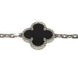 Pre-owned Van Cleef & Arpels Vintage Alhambra 5 Motif Bracelet Onyx 18K White Gold - Thumbnail View 3