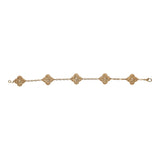 Van Cleef & Arpels Vintage Alhambra 5 Motif Bracelet Hammered 18K Yellow Gold Hardware - Thumbnail View 2