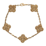 Van Cleef & Arpels Vintage Alhambra 5 Motif Bracelet Hammered 18K Yellow Gold Hardware - Thumbnail View 1
