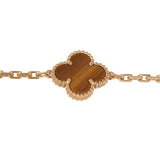 Van Cleef & Arpels Vintage Alhambra 5 Motif Bracelet Tiger Eye 18K Yellow Gold Hardware - Thumbnail View 3