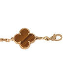 Van Cleef & Arpels Vintage Alhambra 5 Motif Bracelet Tiger Eye 18K Yellow Gold Hardware - Thumbnail View 4
