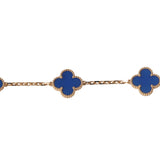Van Cleef & Arpels Vintage Alhambra 5 Motif Bracelet Blue Agate 18K Yellow Gold - Thumbnail View 3