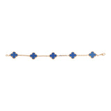 Van Cleef & Arpels Vintage Alhambra 5 Motif Bracelet Blue Agate 18K Yellow Gold - Thumbnail View 2