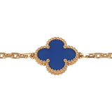 Van Cleef & Arpels Vintage Alhambra 5 Motif Bracelet Blue Agate 18K Yellow Gold - Thumbnail View 4