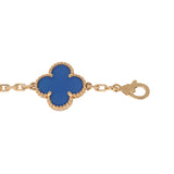 Van Cleef & Arpels Vintage Alhambra 5 Motif Bracelet Blue Agate 18K Yellow Gold - Thumbnail View 5