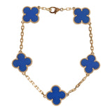 Van Cleef & Arpels Vintage Alhambra 5 Motif Bracelet Blue Agate 18K Yellow Gold - Thumbnail View 1