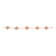 Van Cleef & Arpels Vintage Alhambra 5 Motif Bracelet Hammered 18K Rose Gold